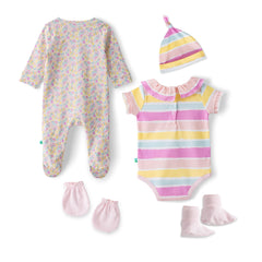 Organic Baby Girls’ Floral & Striped 6-Piece Gift Set