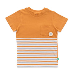 Organic Striped Toddler T-Shirt & Shorts Set – Mustard