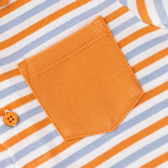 Organic Striped Toddler Polo Shirt – Orange & Blue