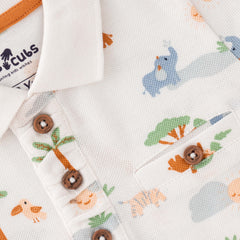Organic Safari Print Toddler Polo & Shorts Set – Mustard