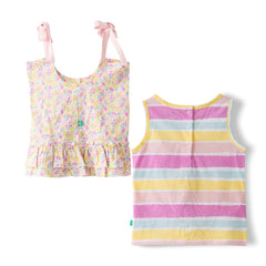 Organic Toddler Girls’ Floral & Striped Sleeveless Top Set