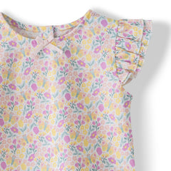Organic Toddler Girls’ Floral Ruffle Sleeve Top & Lace Trim Shorts Set