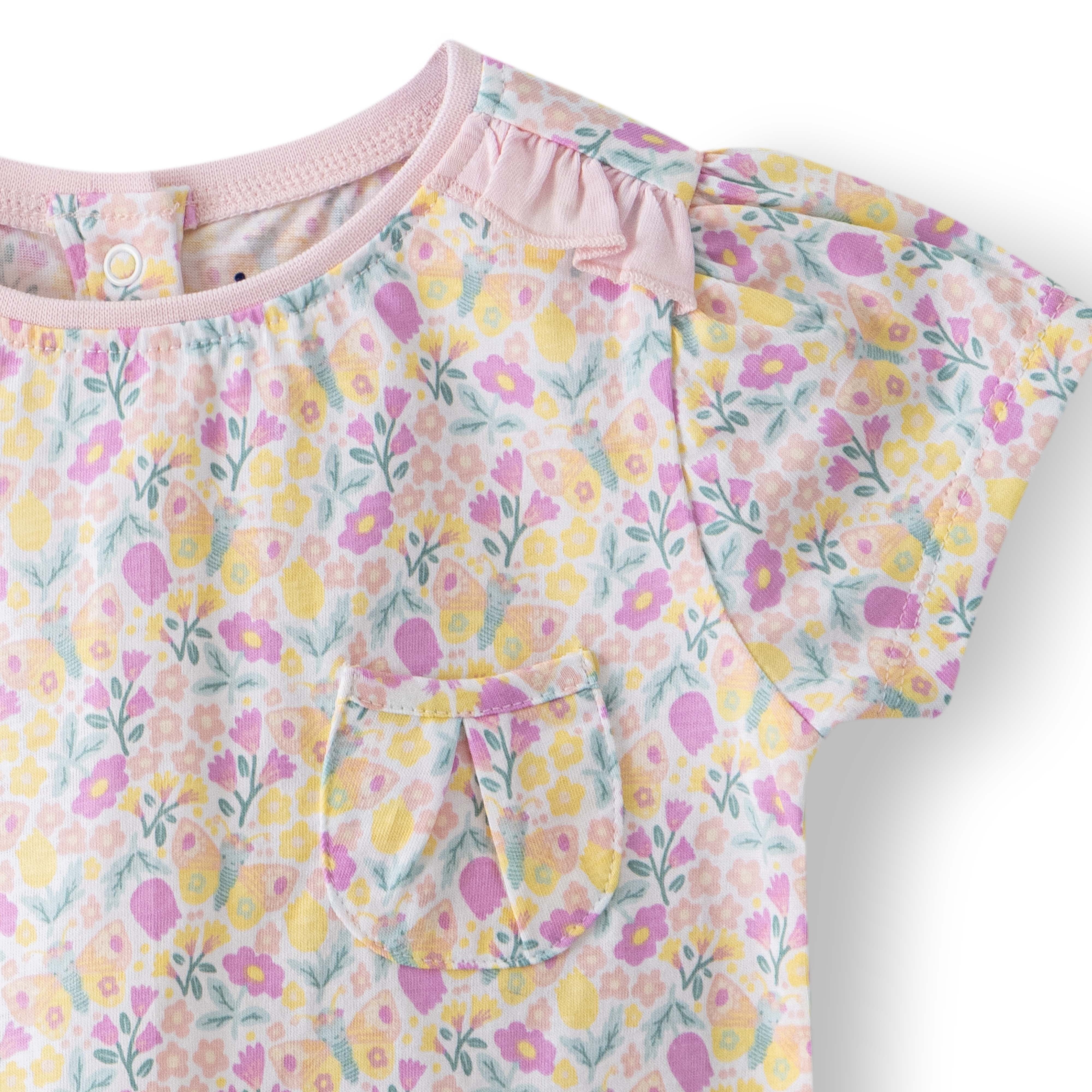 Organic Toddler Girls’ Floral Puff Sleeve Top & Eyelet Ruffle Skort Set