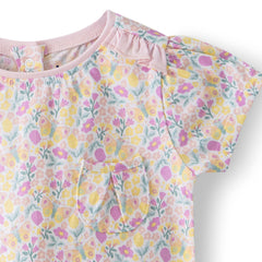 Organic Toddler Girls’ Floral Puff Sleeve Top & Eyelet Ruffle Skort Set