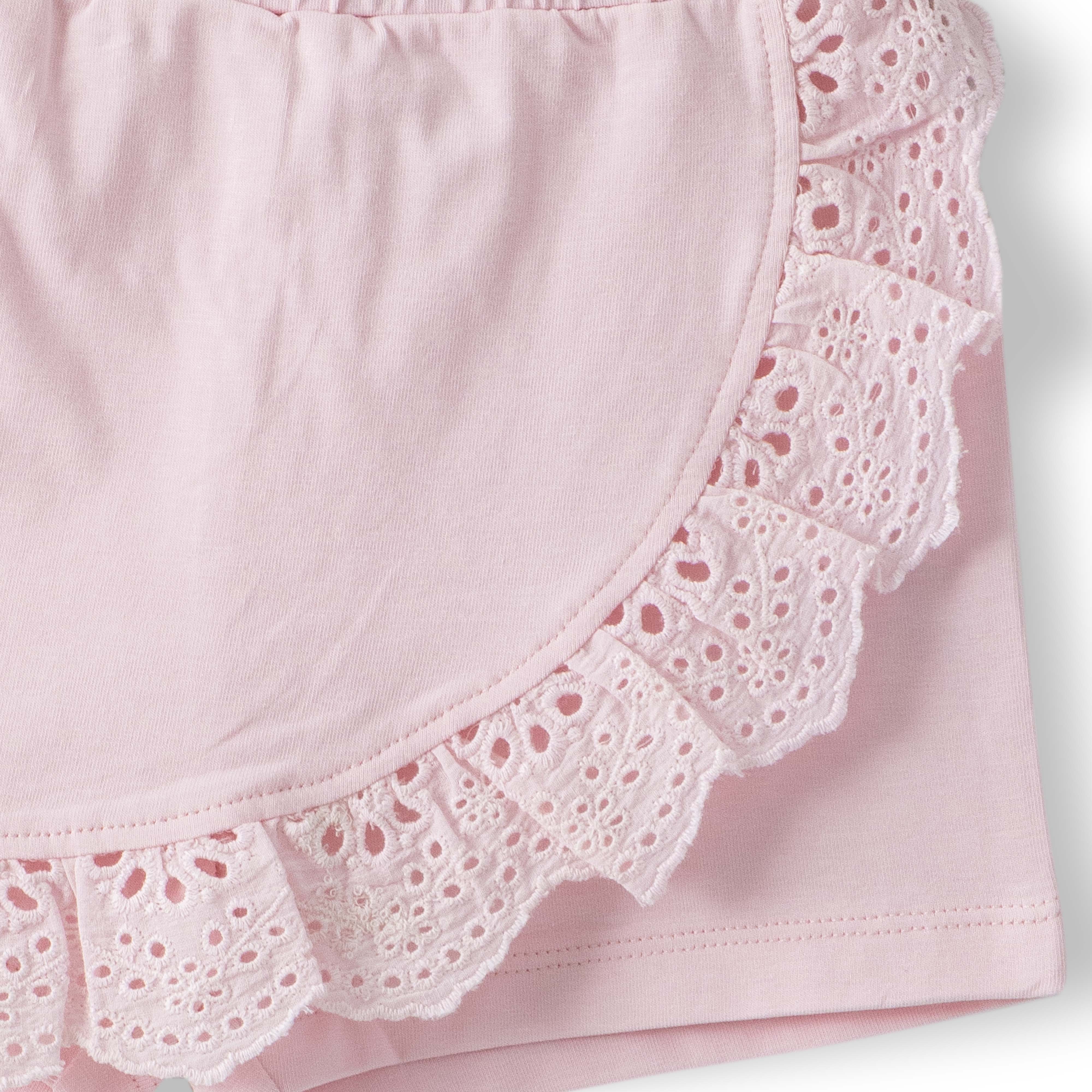 Organic Toddler Girls’ Floral Puff Sleeve Top & Eyelet Ruffle Skort Set