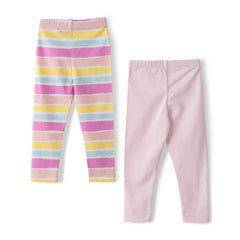 Organic Toddler Girls’ 2-Pack Soft Cotton Leggings – Striped & Solid
