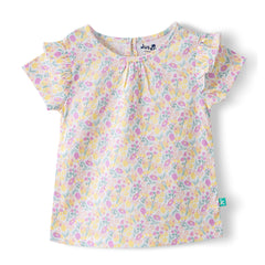 Organic Toddler Girls’ Floral Ruffle Sleeve Top & Flared Pants Set