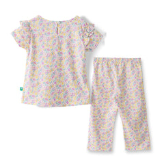 Organic Toddler Girls’ Floral Ruffle Sleeve Top & Flared Pants Set