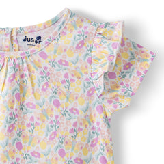 Organic Toddler Girls’ Floral Ruffle Sleeve Top & Flared Pants Set