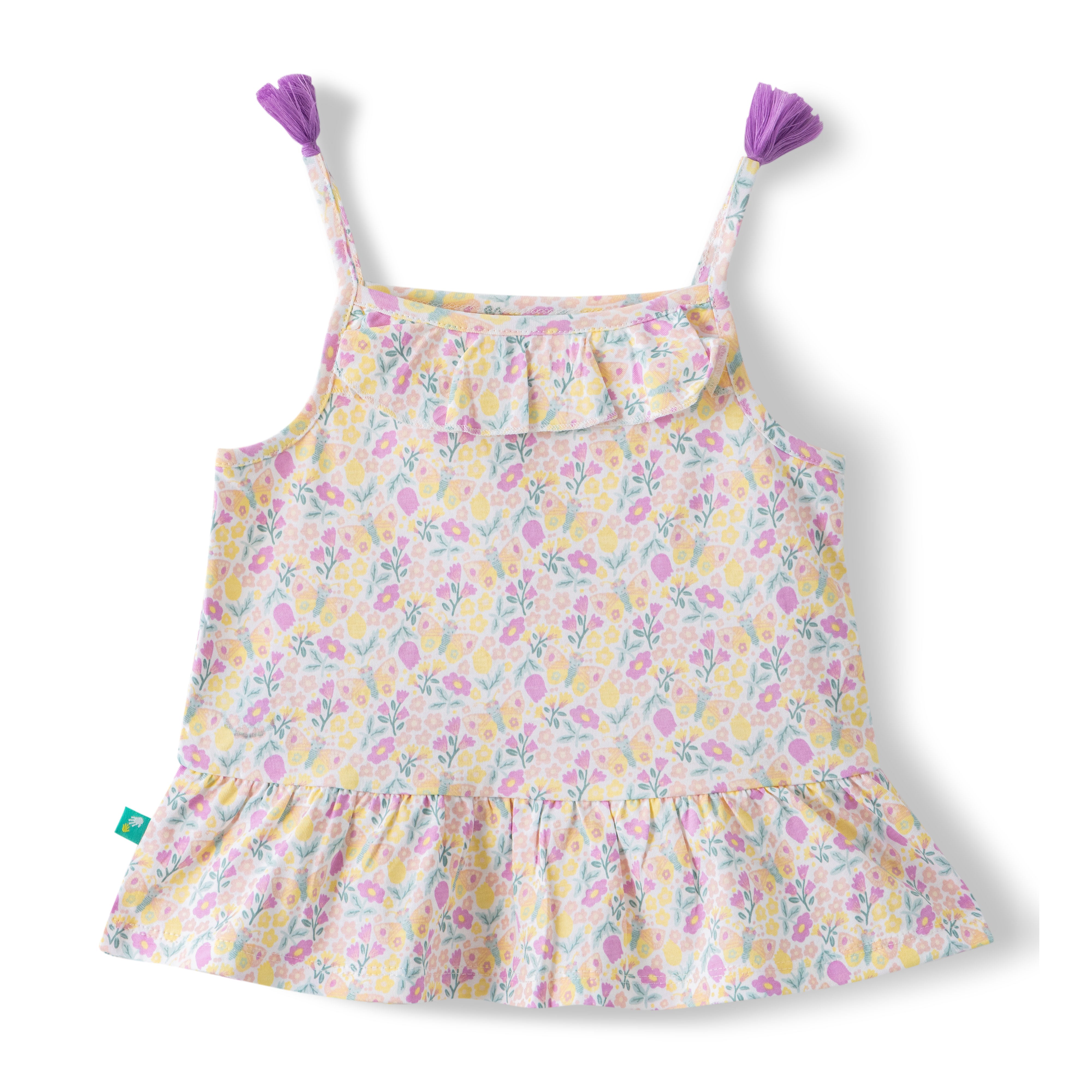Organic Toddler Girls’ Floral Peplum Top & Matching Pants Set