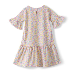 Organic Toddler Girls’ Floral Ruffle Sleeve Tiered Dress