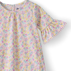 Organic Toddler Girls’ Floral Ruffle Sleeve Tiered Dress