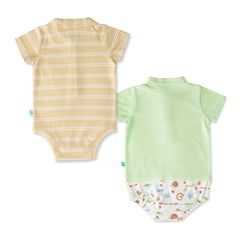 Mint & Mustard Organic Bodysuit – 2-Pack for Baby Boys
