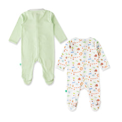 Moonbeam Duo Organic Sleepsuits – 2 Pack for Baby Girls