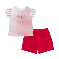 Striped Tee & Shorts Set for Toddler - Red