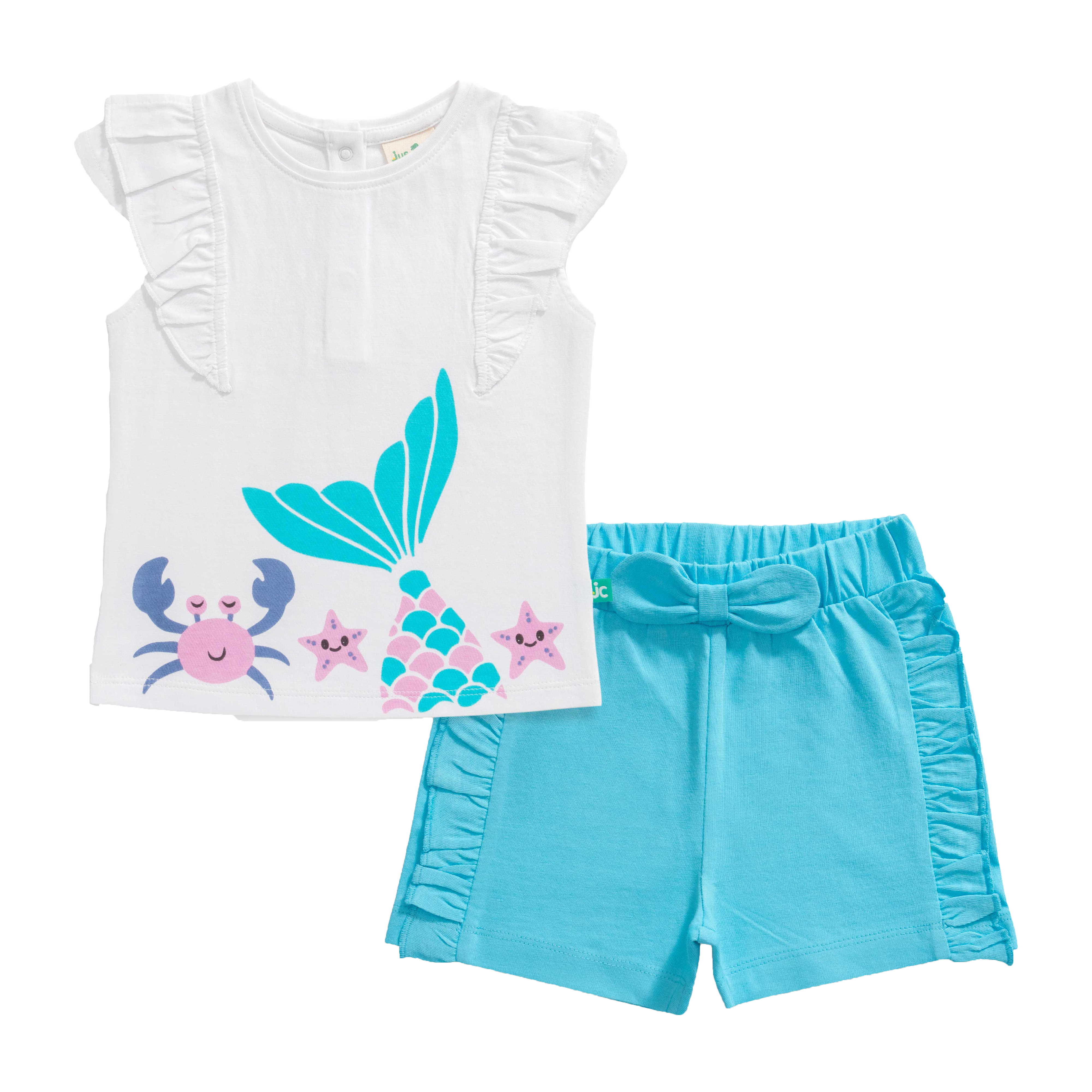 Mermaid Ruffled Tee & Shorts Set for Toddlers