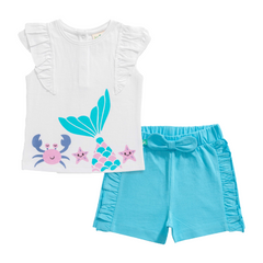Mermaid Ruffled Tee & Shorts Set for Toddlers