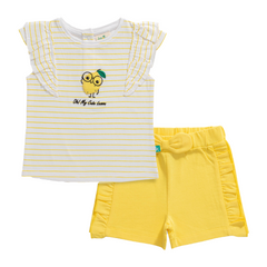 Lemony Ruffled Tee & Shorts Set for Toddlers