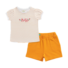 Striped Tee & Shorts Set for Toddler - Tangerine