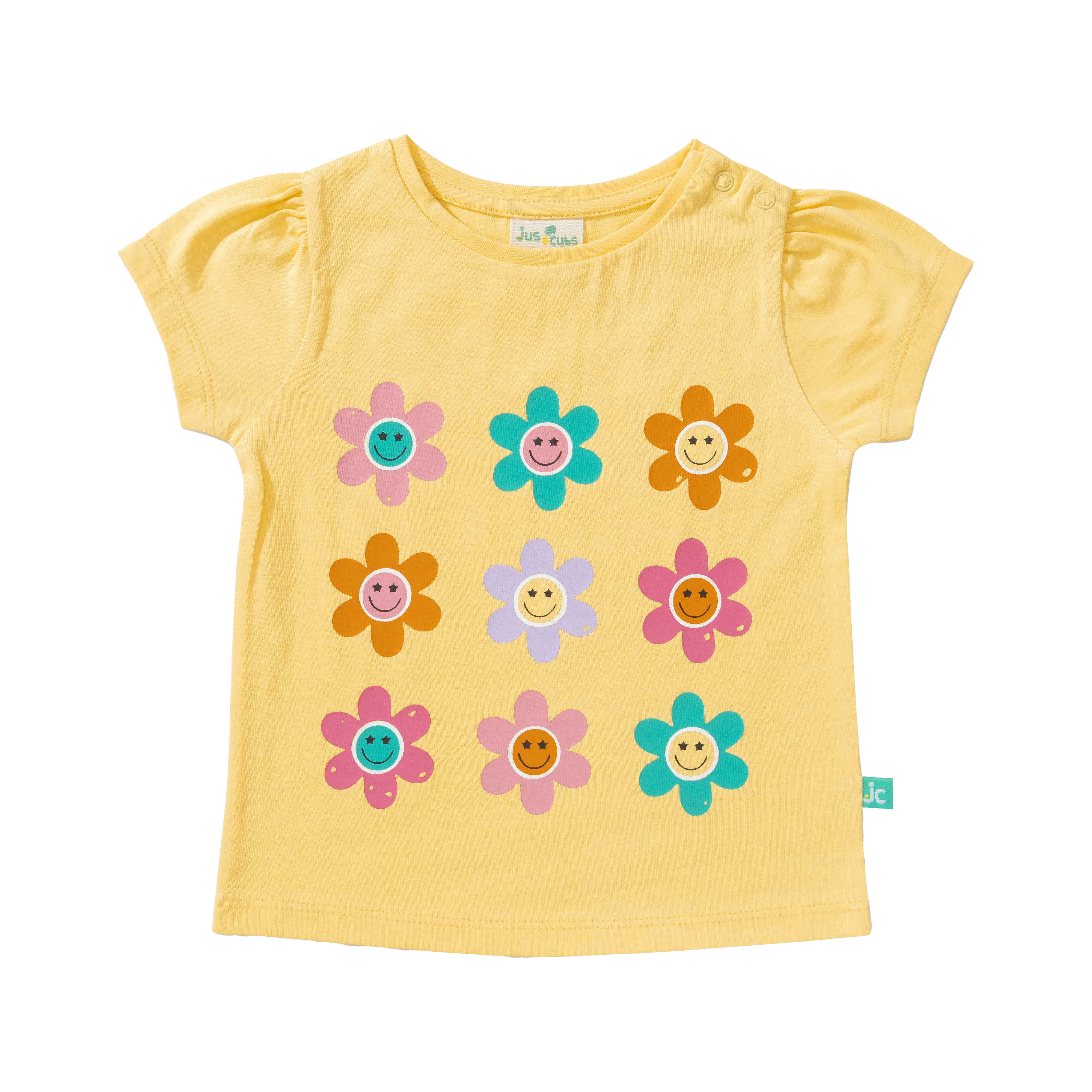 Puff Sleeve Flower Tee and Shorts Set for Toddlers