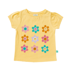 Puff Sleeve Flower Tee and Shorts Set for Toddlers
