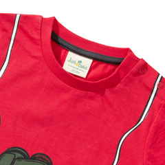 3D Printed Boys Summer Clothes Set | Red Tan Tee & Shorts