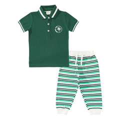 Polo Shirt with Striped Jogger Set for Toddler Boys