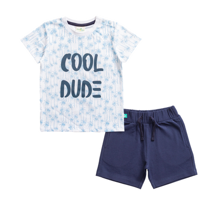 Cool Dude Navy Tee & Shorts Set for Toddler Boys