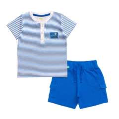 Pinstriped Tee & Shorts Set for Toddler Boys