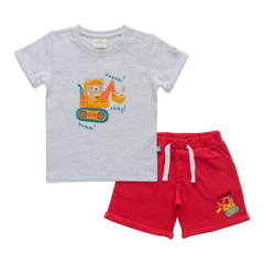 Excavator T-Shirt and Shorts Set for Toddler Boys