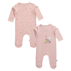 Hopping Rabbit Sleepsuit with Footies for Baby Girls - Pack of 2