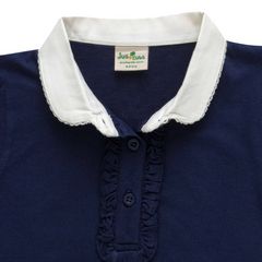 Peter Pan Ruffled Polo Shirt for Toddler Girls - Navy