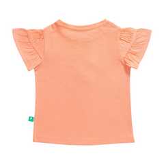 Ruffled Cap Sleeve T-Shirt for Toddler Girls - Coral