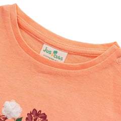Ruffled Cap Sleeve T-Shirt for Toddler Girls - Coral