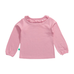 Ruffle Full-Sleeve Garden Pink T-Shirt for Toddler Girls