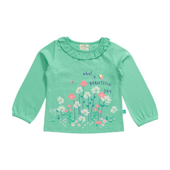 Ruffle Full Sleeve Garden Mint T-Shirt for Toddler Girls