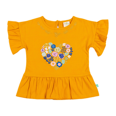 Ruffled Peplum T-Shirt for Toddler Girls - Tangerine