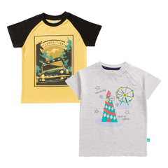 Raglan Half Sleeve T-Shirt Pack of 2 for Toddler Boys