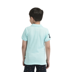 Toddler Half Sleeve Cyan Polo Shirt
