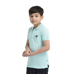 Toddler Half Sleeve Cyan Polo Shirt