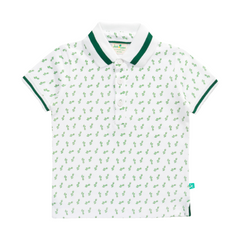 Half Sleeve Polo Shirt for Toddler Boys | Green Printed