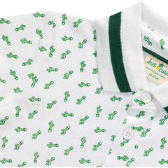 Half Sleeve Polo Shirt for Toddler Boys | Green Printed
