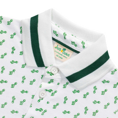 Half Sleeve Polo Shirt for Toddler Boys | Green Printed
