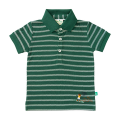 Half Sleeve Polo Shirt for Toddler Boys | Dark Green Striped