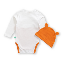 Baby Fox Bodysuit with Cap for Boys - Orange