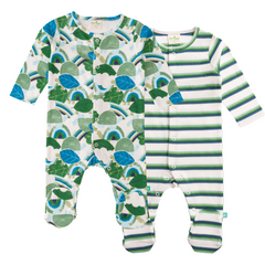 Green Leaves Sleepsuit with Footies for Baby Boys - Pack of 2