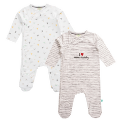 Animal-Themed Sleepsuit with Footies for Baby Boys - Pack of 2