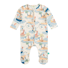 Beige Summer Sleepsuit with Footies for Baby Boys - Pack of 2