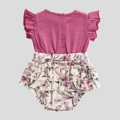 Flutter Floral Cap Sleeve Onesie for Baby Girls - Mauve