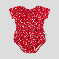 Blooming Half Sleeve Onesie for Baby Girls - Red